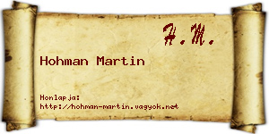 Hohman Martin névjegykártya